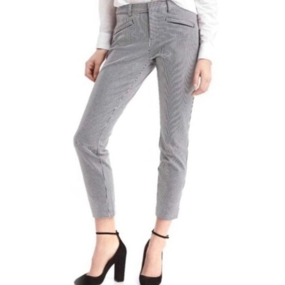 Gap Skinny Ankle Pants, White and Navy Striped, Size 0
